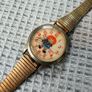 Vintage Bradley Raggedy Ann Swiss Made Watch 1971 Gold Tone Mesh Band 23 180